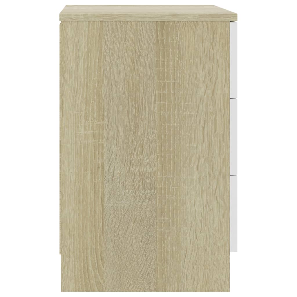vidaXL Nachttisch Weiß Sonoma-Eiche 38x35x56 cm Holzwerkstoff