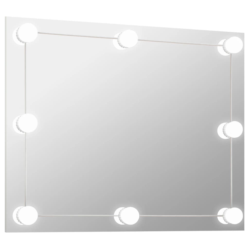vidaXL Wandspiegel ohne Rahmen mit LED-Beleuchtung Rechteckig Glas