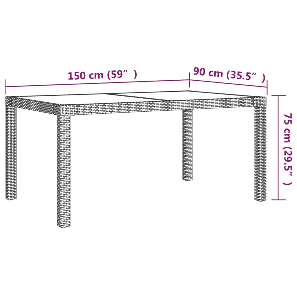 vidaXL 5-tlg. Garten-Essgruppe mit Kissen Poly Rattan Schwarz