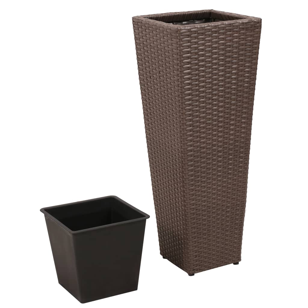 vidaXL Blumenkübel 3 Stk. Polyrattan Braun