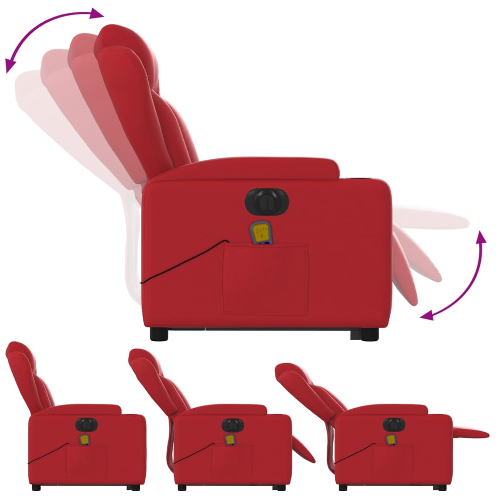 vidaXL Massagesessel mit Aufstehhilfe Elektrisch Rot Kunstleder