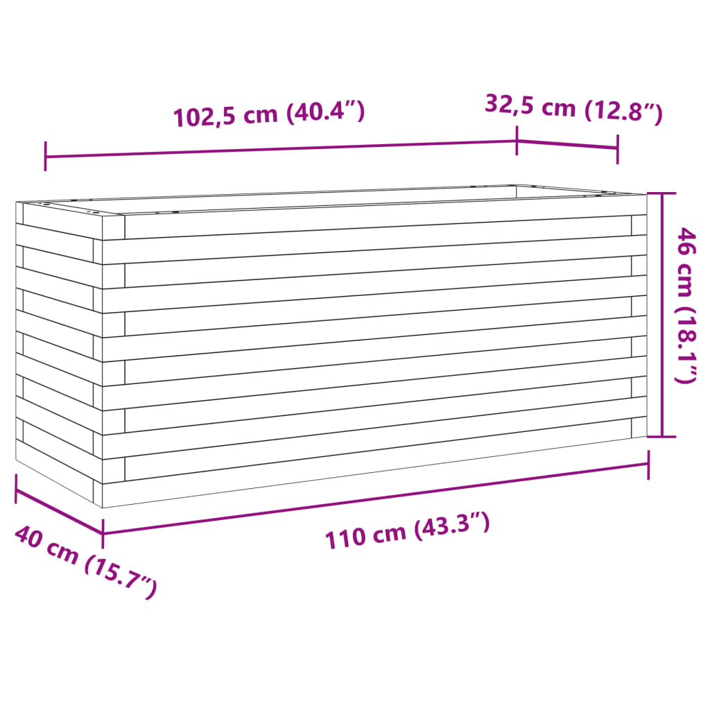 vidaXL Pflanzkübel Weiß 110x40x46 cm Massivholz Kiefer