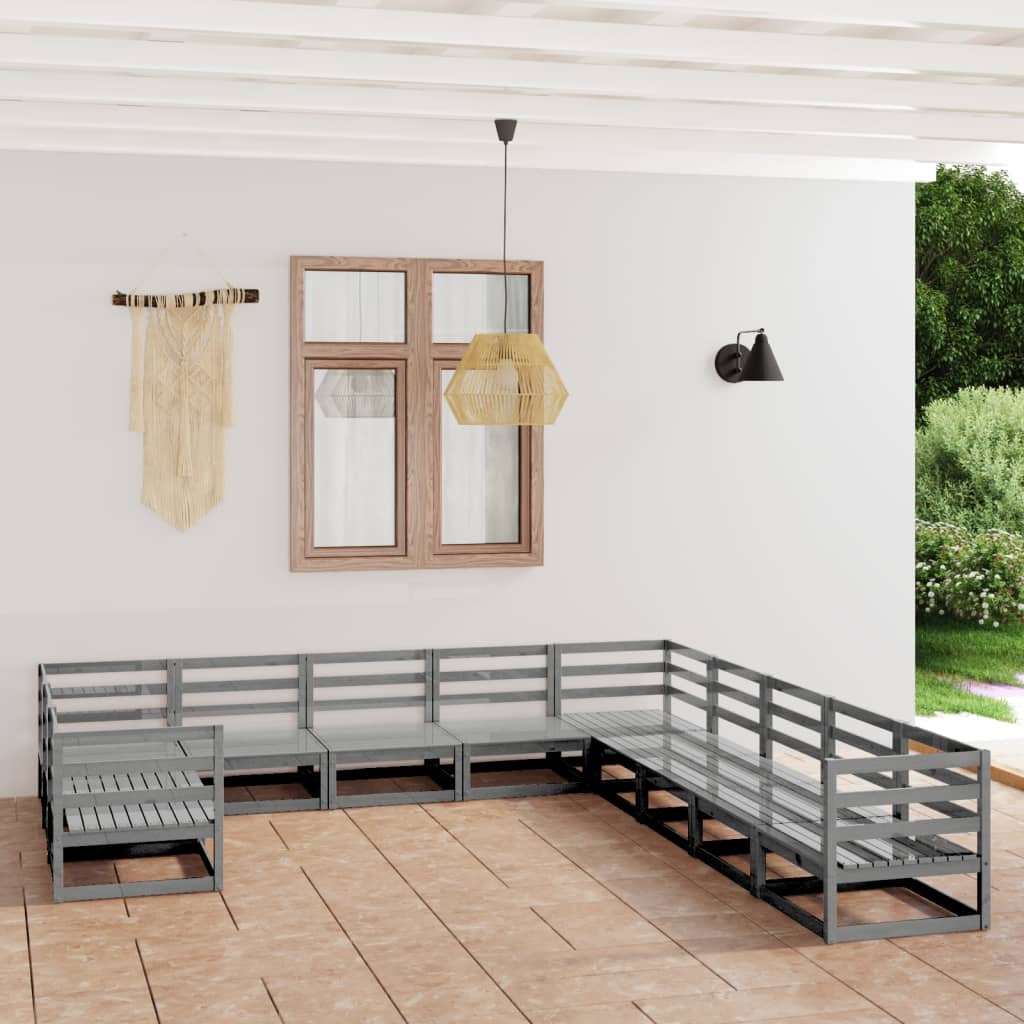 vidaXL 11-tlg. Garten-Lounge-Set Massivholz Kiefer