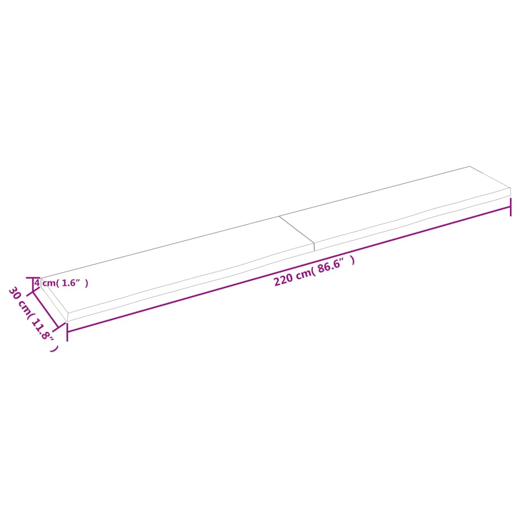 vidaXL Waschtischplatte Hellbraun 220x30x(2-4) cm Massivholz Behandelt