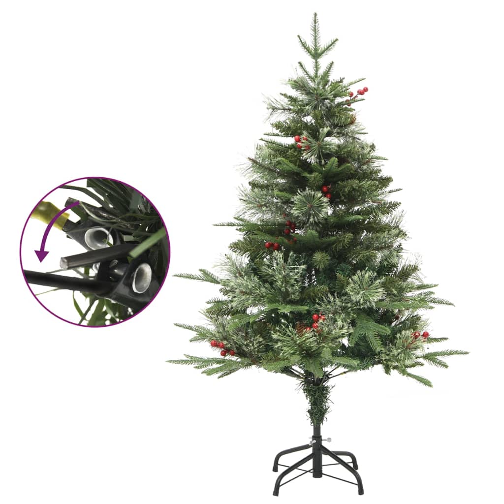 vidaXL Weihnachtsbaum mit Beleuchtung und Kiefernzapfen Grün 120 cm
