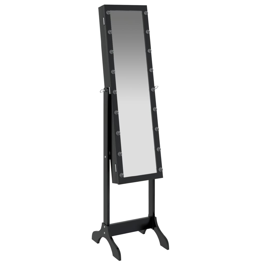 vidaXL Standspiegel mit LED Schwarz 34x37x146 cm