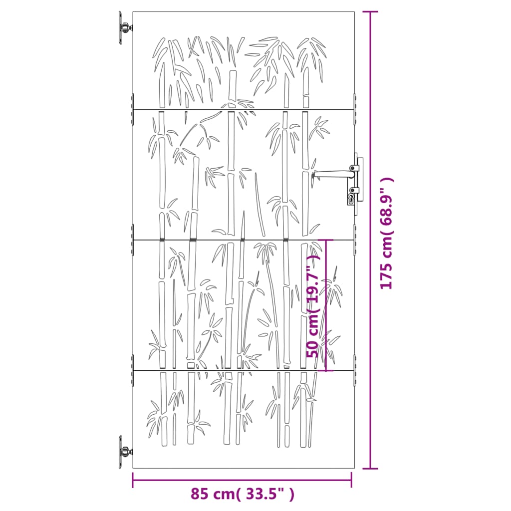vidaXL Gartentor 85x175 cm Cortenstahl Bambus-Design