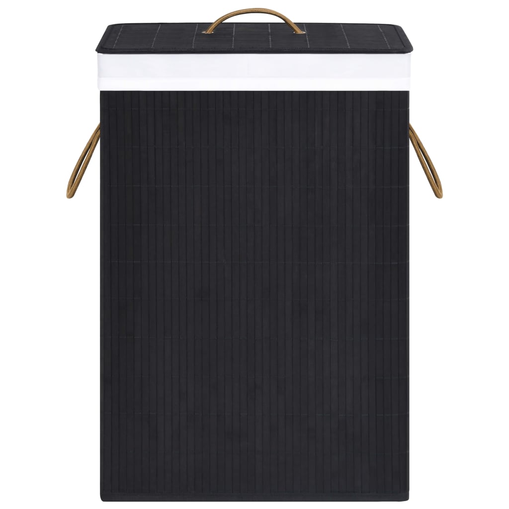 vidaXL Bambus-Wäschekorb mit 2 Fächern Schwarz 72 L