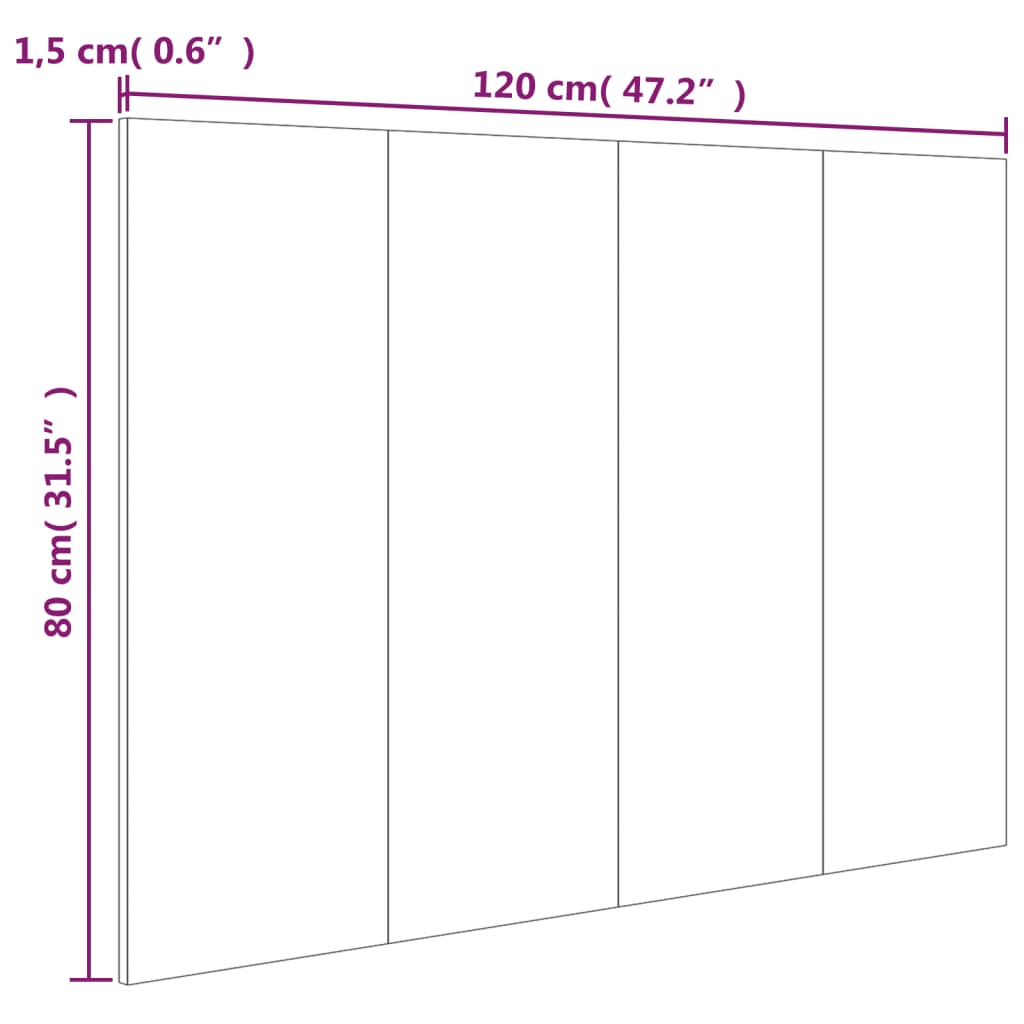 vidaXL Kopfteil Schwarz 120x1,5x80 cm Holzwerkstoff