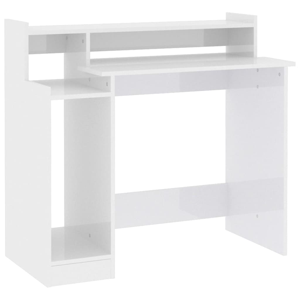 vidaXL Schreibtisch mit LEDs Hochglanz-Weiß 97x45x90 cm Holzwerkstoff
