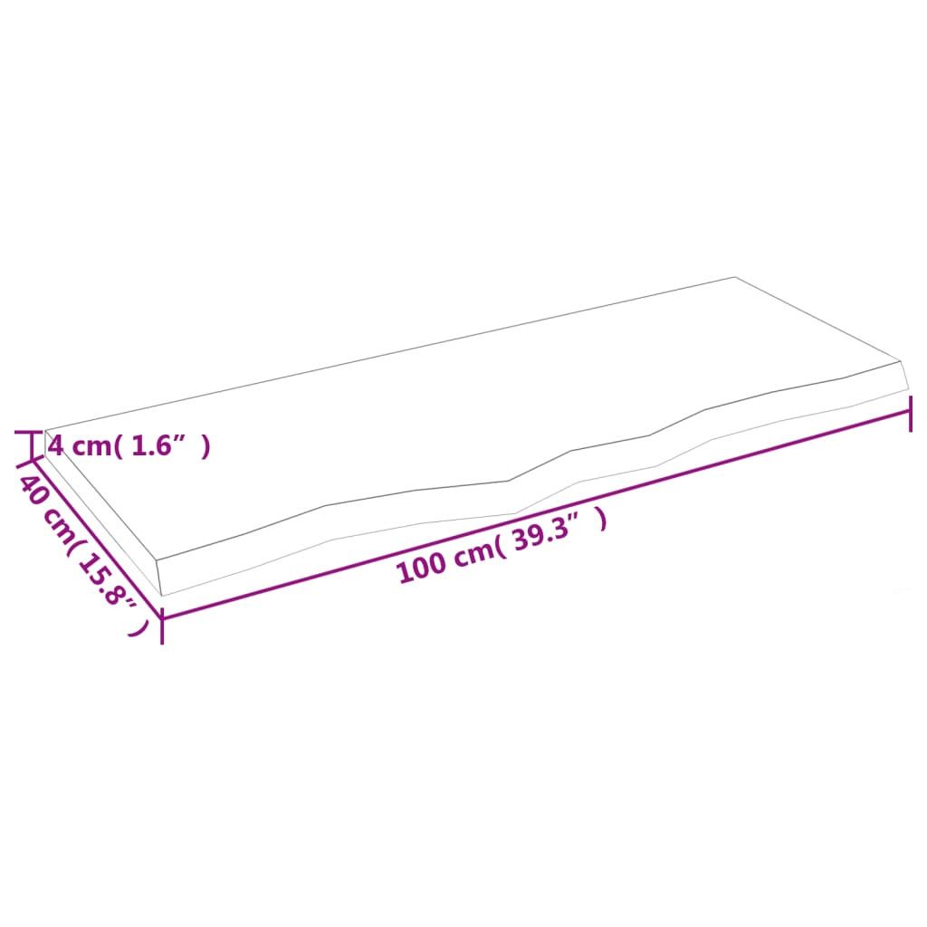 vidaXL Tischplatte Dunkelbraun 100x40x(2-4)cm Massivholz Eiche