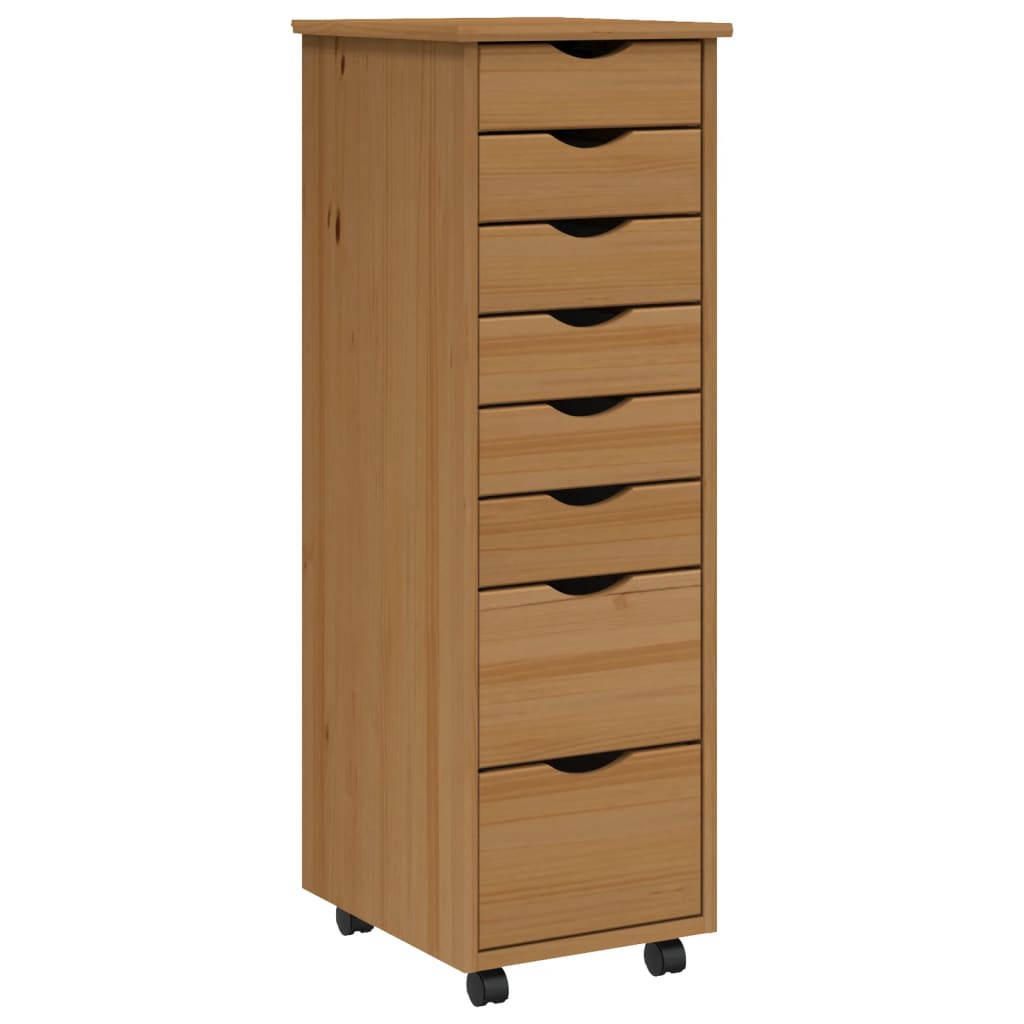 vidaXL Rollschrank mit Schubladen MOSS Honigbraun Massivholz Kiefer