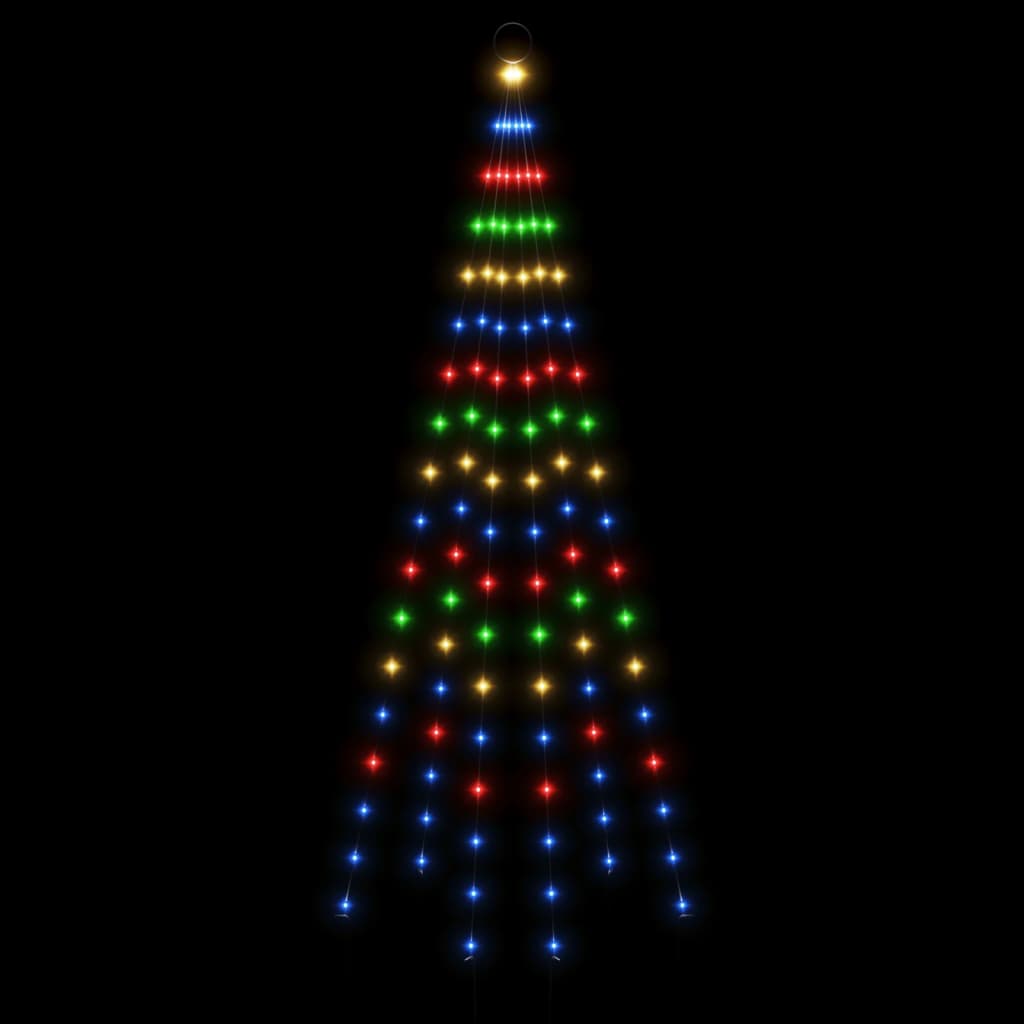 vidaXL LED-Weihnachtsbaum für Fahnenmast Mehrfarbig 108 LEDs 180 cm
