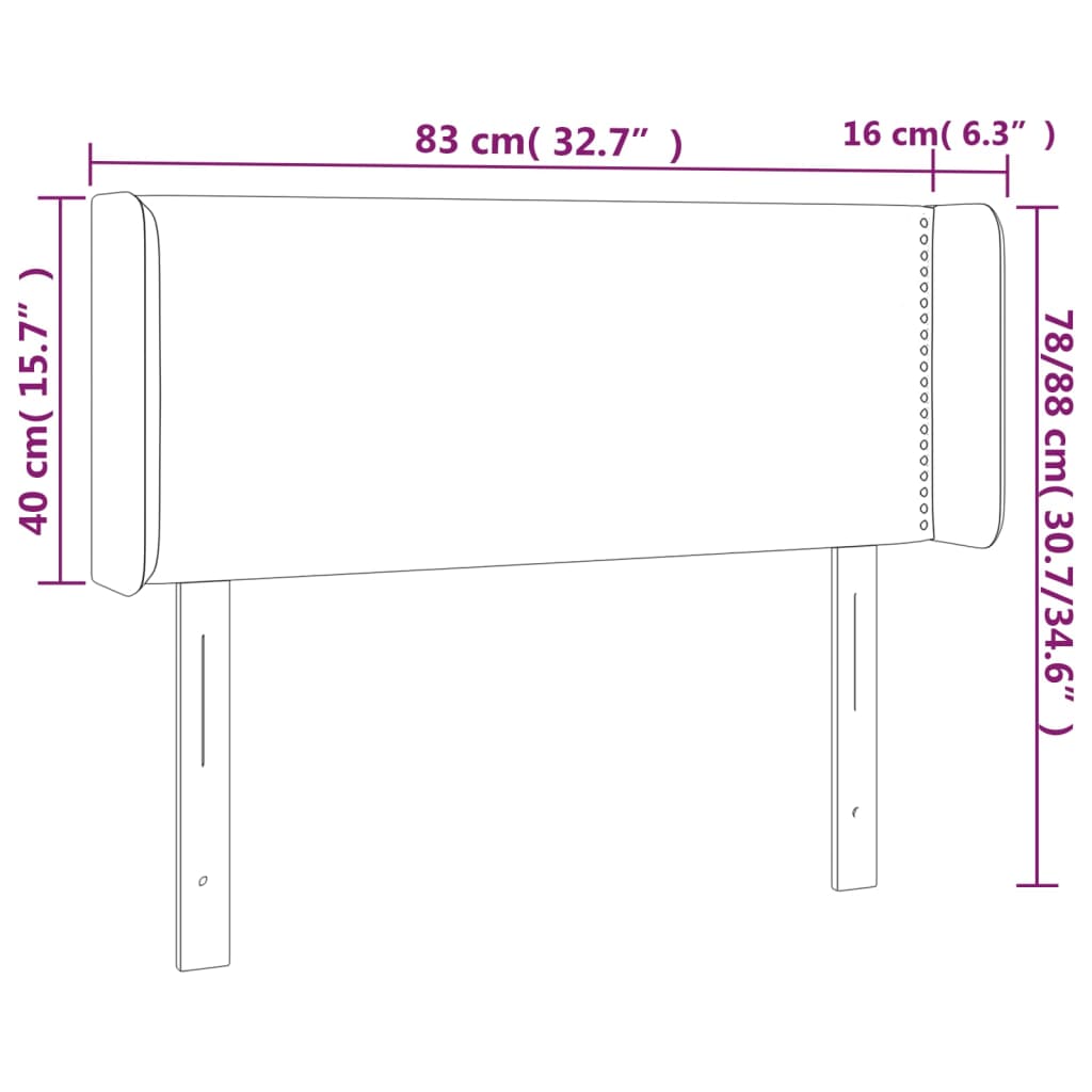 vidaXL LED Kopfteil Hellgrau 83x16x78/88 cm Samt