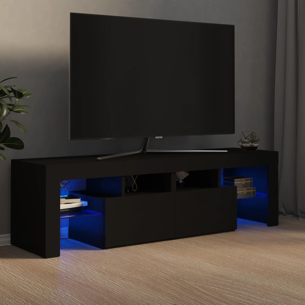 vidaXL TV-Schrank mit LED-Beleuchtung Schwarz 140x36,5x40 cm