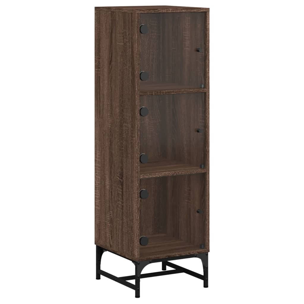 vidaXL Highboard mit Glastüren Braun Eichen-Optik 35x37x120 cm