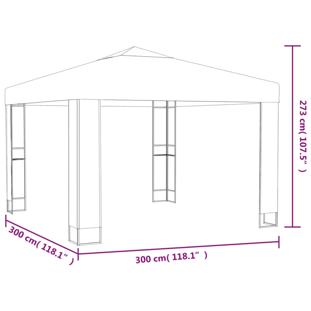 vidaXL Pavillon mit Doppeldach 3x3x2,7 m Taupe 180 g/m²