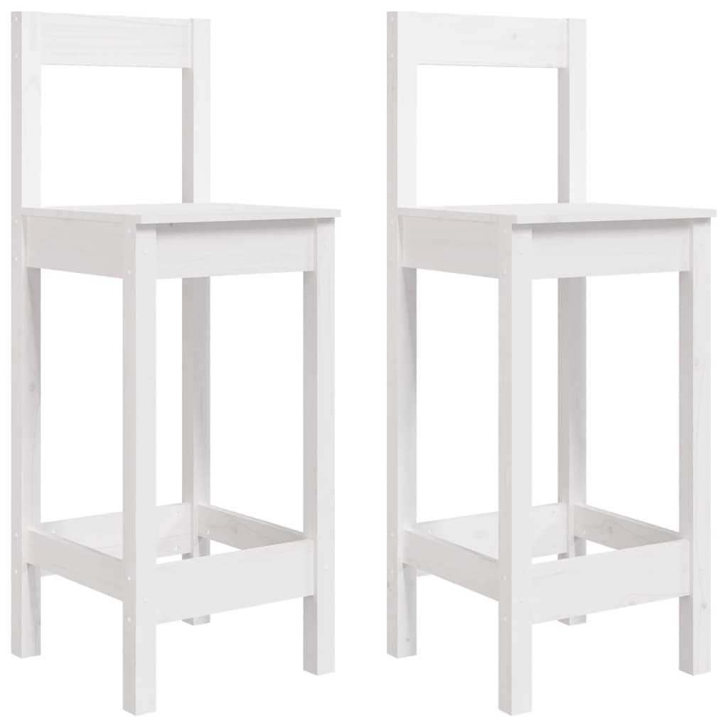 vidaXL Barstühle 2 Stk. Weiß 40x41,5x112 cm Massivholz Kiefer
