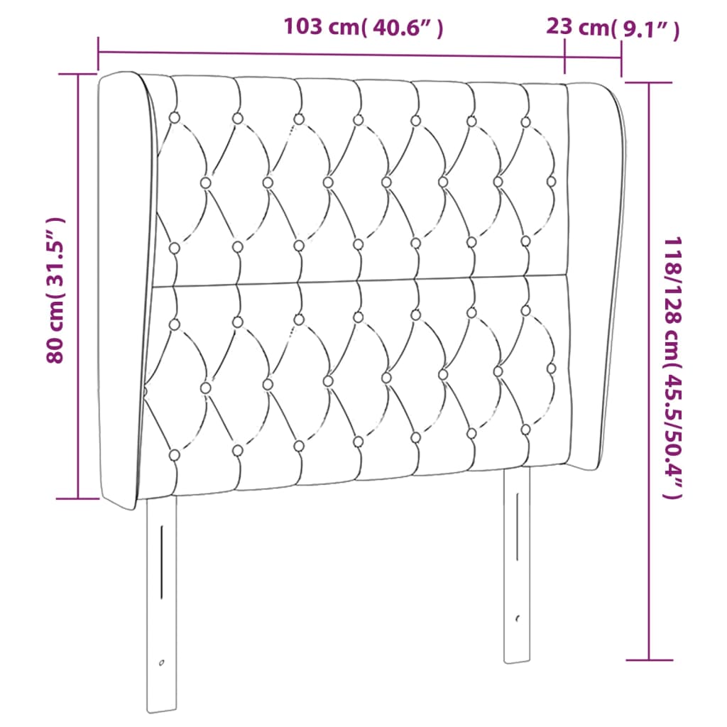 vidaXL Kopfteil mit Ohren Rosa 103x23x118/128 cm Samt