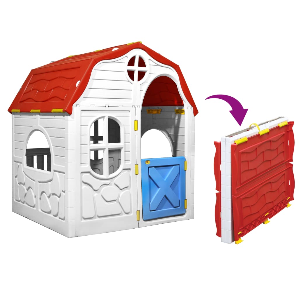 vidaXL Faltbares Kinderspielhaus mit Schließbarer Tür und Fenstern