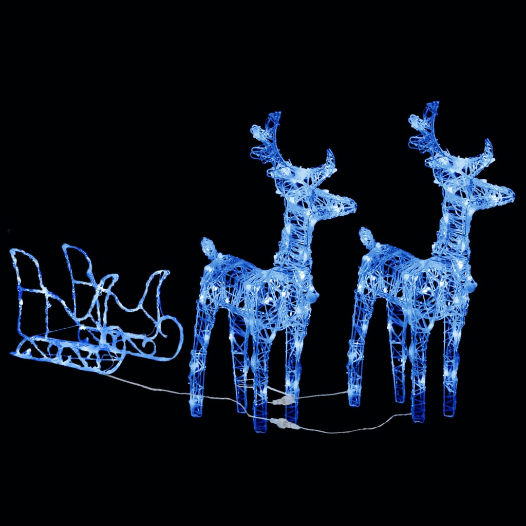 vidaXL Weihnachtsdekoration Rentiere mit Schlitten 240 LEDs Acryl