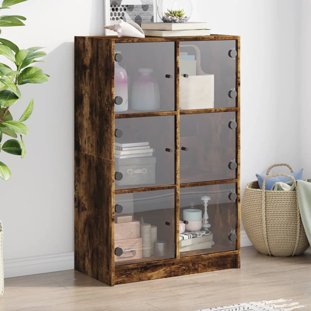 vidaXL Highboard mit Türen Räuchereiche 68x37x109 cm Holzwerkstoff