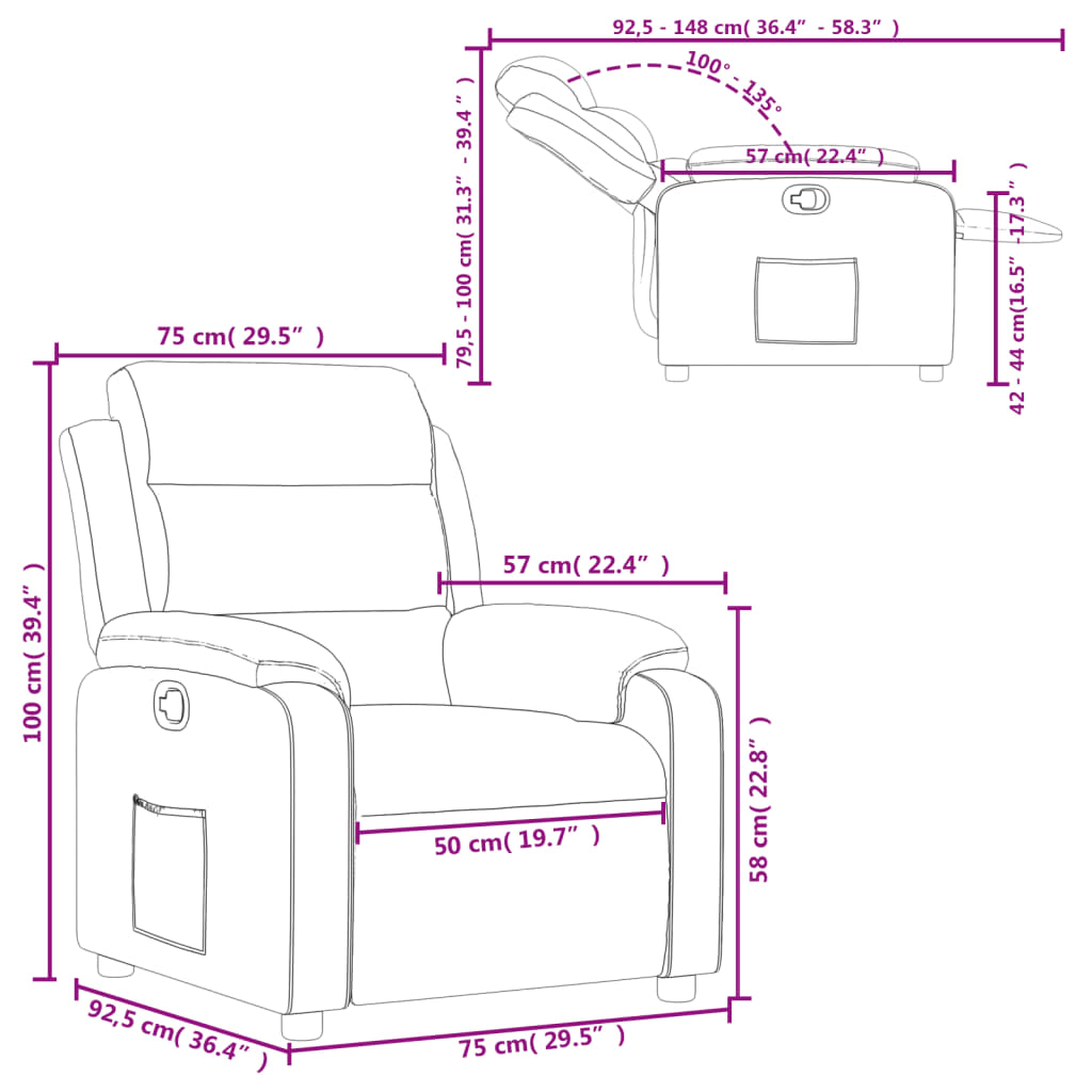 vidaXL Relaxsessel Creme Kunstleder