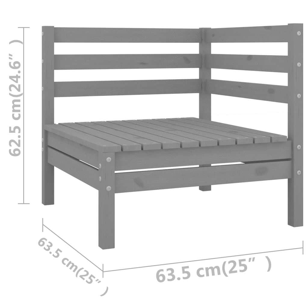 vidaXL 9-tlg. Garten-Lounge-Set Grau Massivholz Kiefer