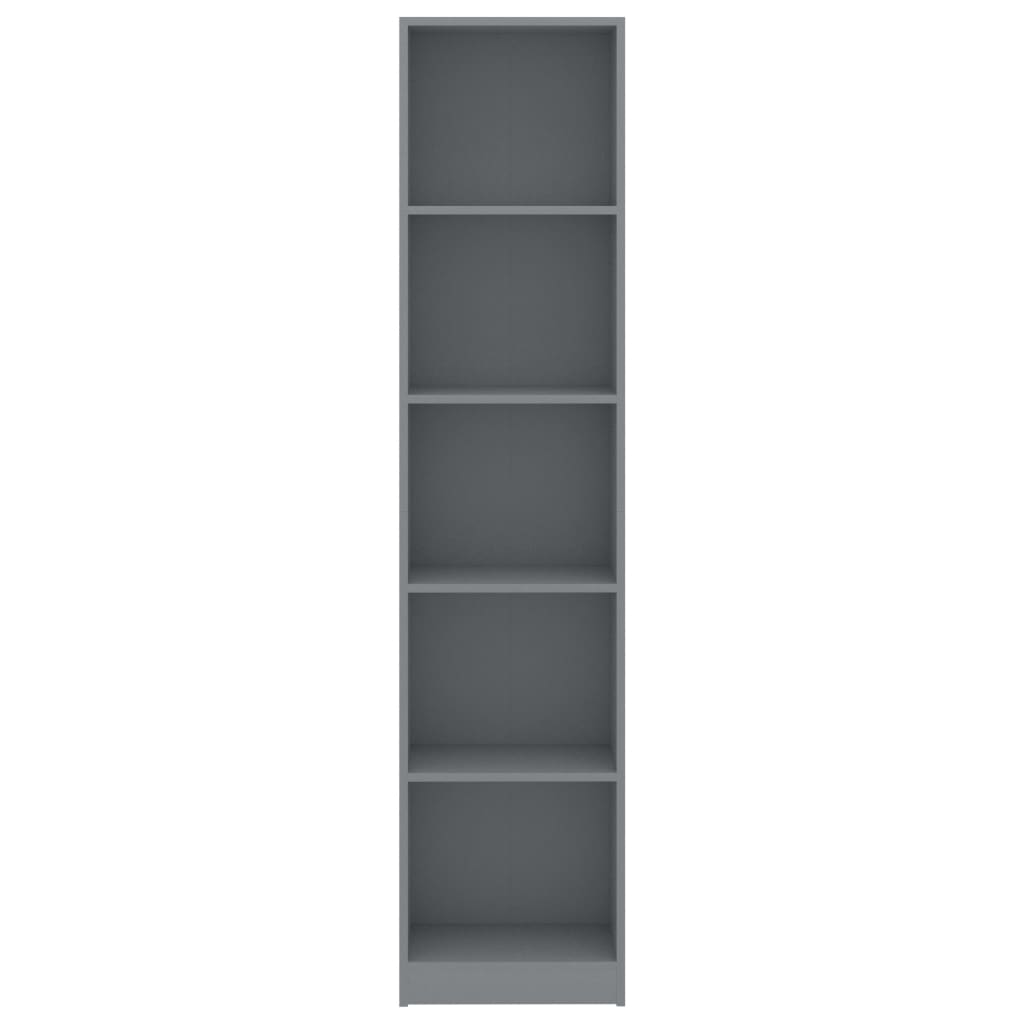 vidaXL Bücherregal 5 Fächer Grau 40x24x175 cm Holzwerkstoff