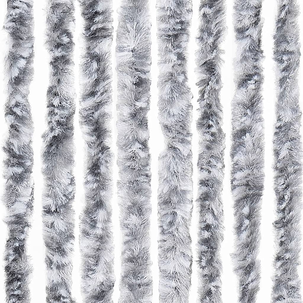 vidaXL Fliegenvorhang Weiß und Grau 100x230 cm Chenille