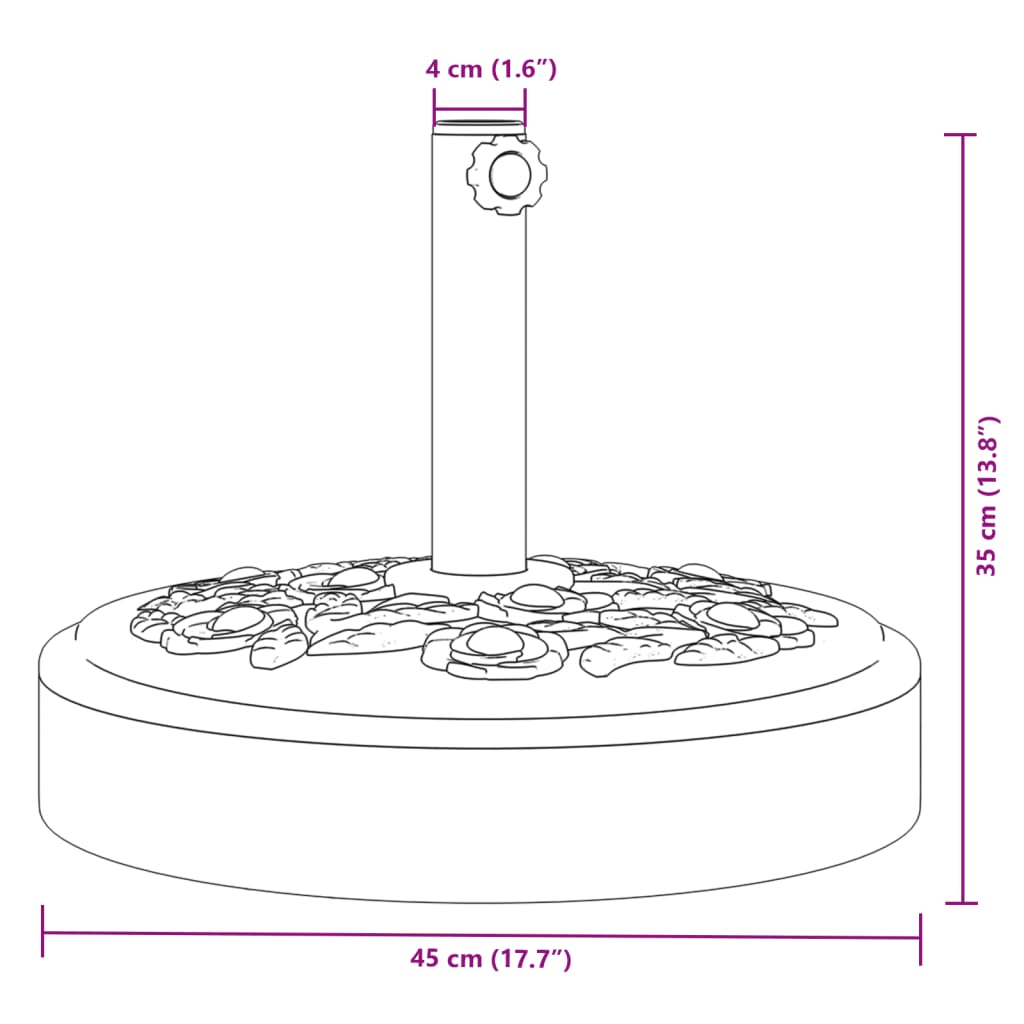 vidaXL Sonnenschirmständer für Ø38/48 mm Mast 25 kg Rund