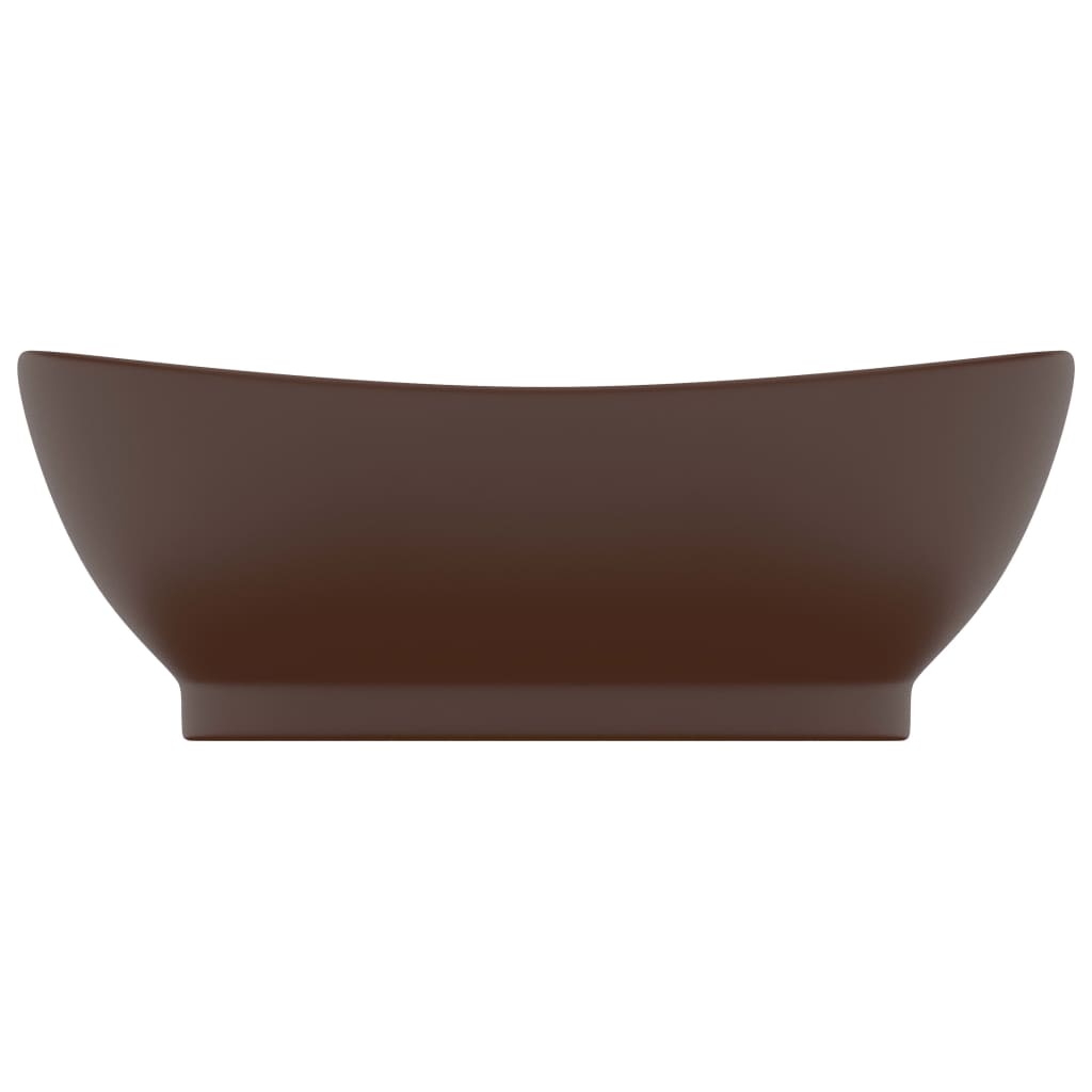 vidaXL Waschbecken Überlauf Oval Matt Dunkelbraun 58,5x39cm Keramik