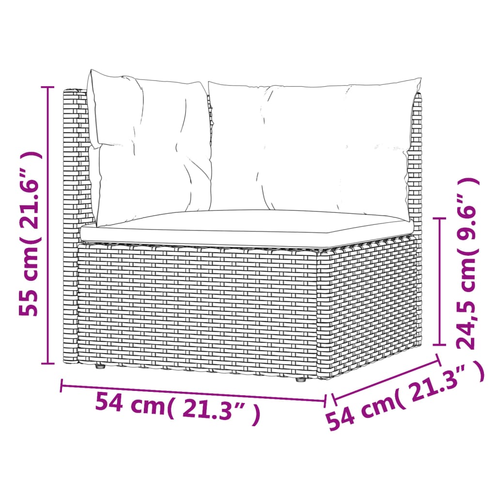 vidaXL 4-tlg. Garten-Lounge-Set mit Kissen Grau Poly Rattan