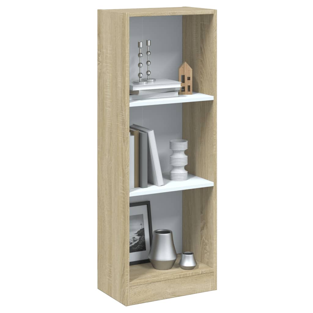 vidaXL Bücherregal 3 Fächer Weiß und Sonoma 40x24x109 cm Holzwerkstoff