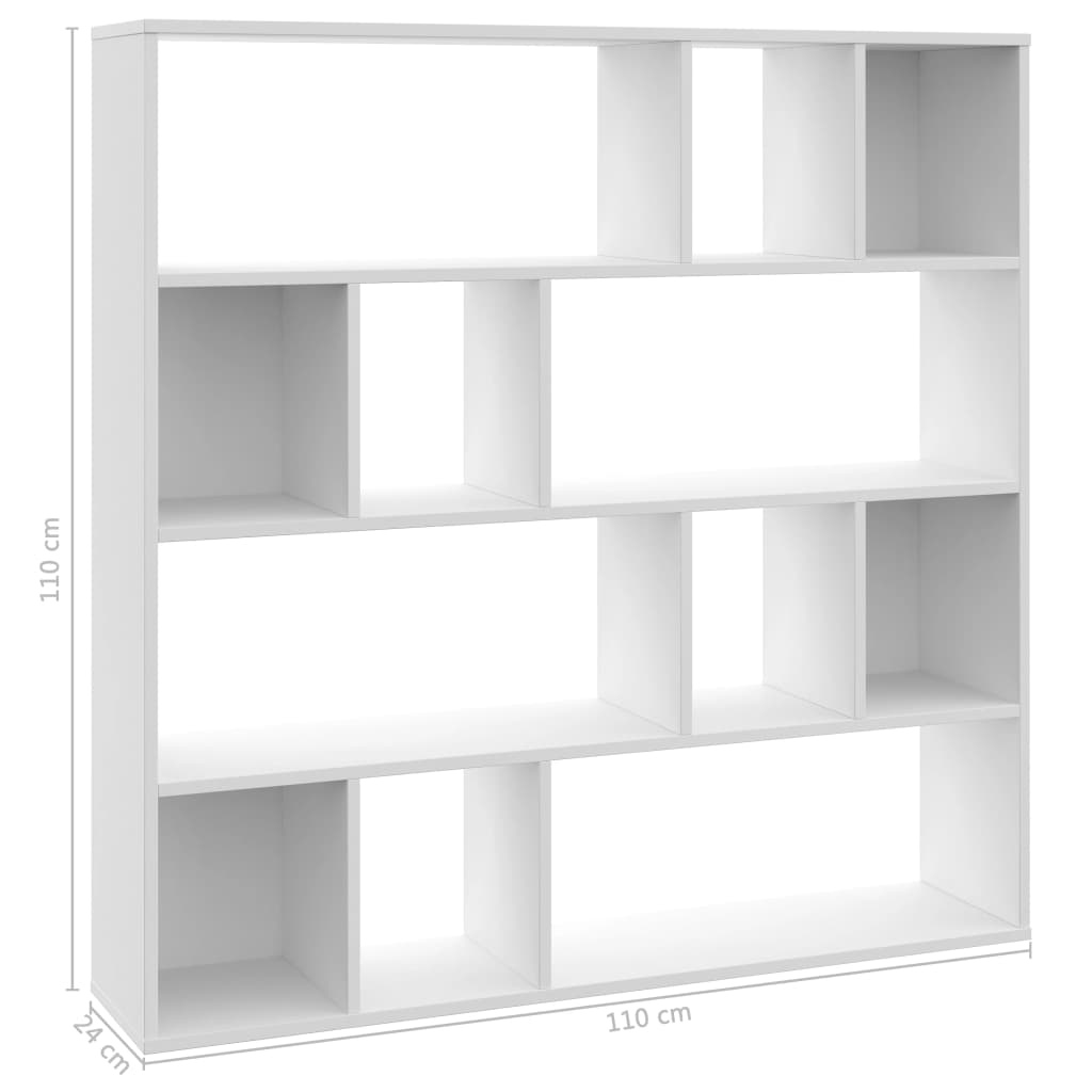 vidaXL Raumteiler/Bücherregal Weiß 110×24×110 cm Holzwerkstoff
