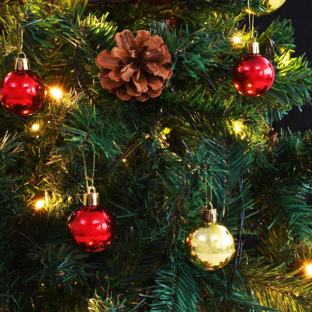 vidaXL Künstlicher Weihnachtsbaum mit Beleuchtung & Kugeln Grün 210 cm