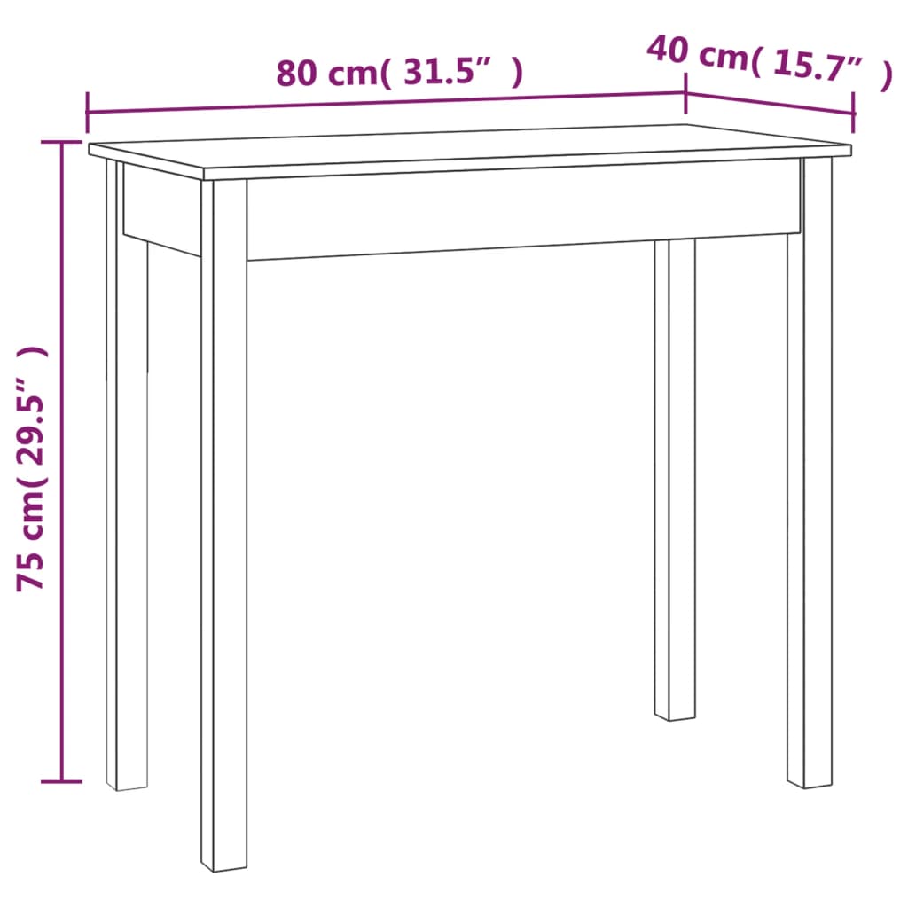 vidaXL Konsolentisch 80x40x75 cm Massivholz Kiefer