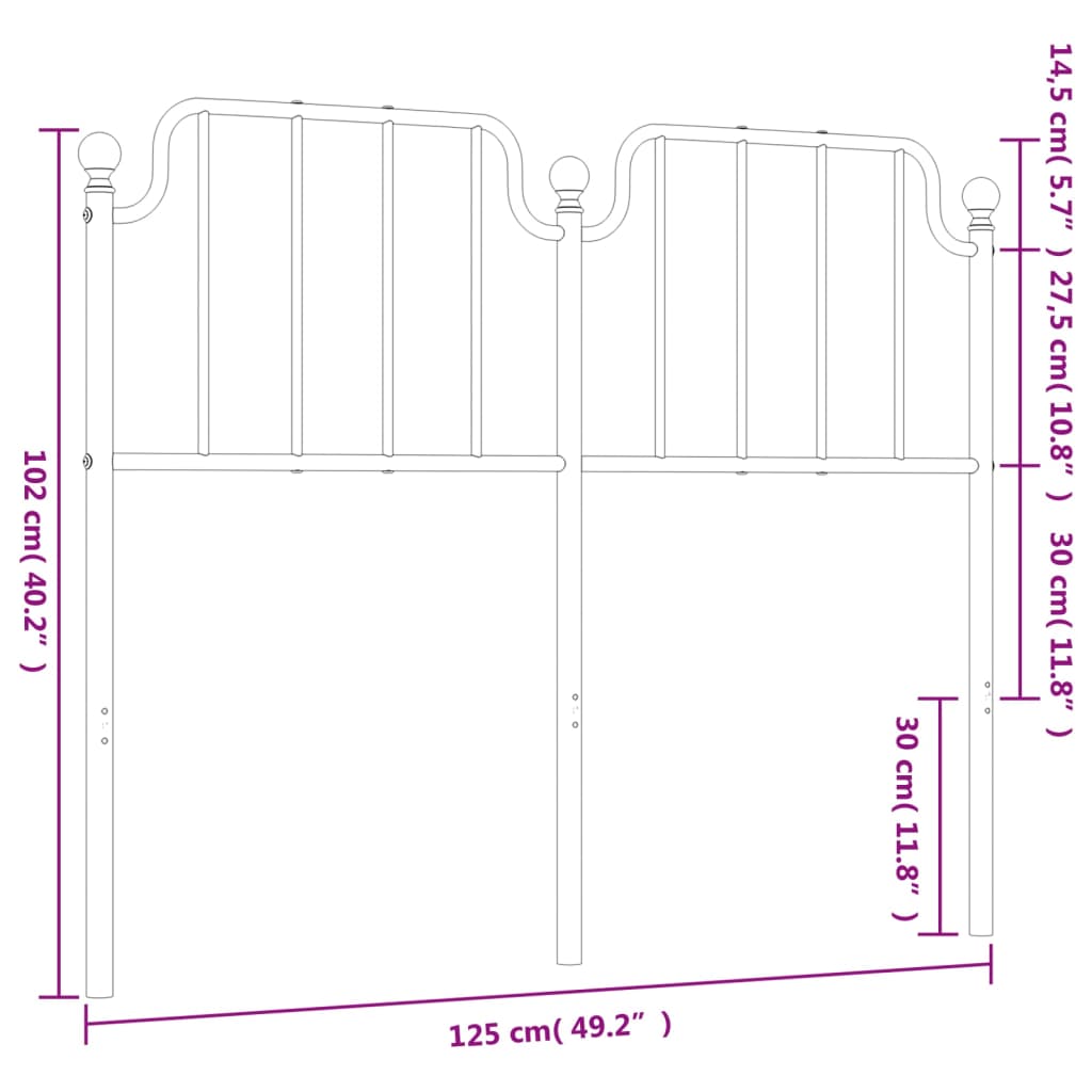 vidaXL Kopfteil Metall Weiß 120 cm