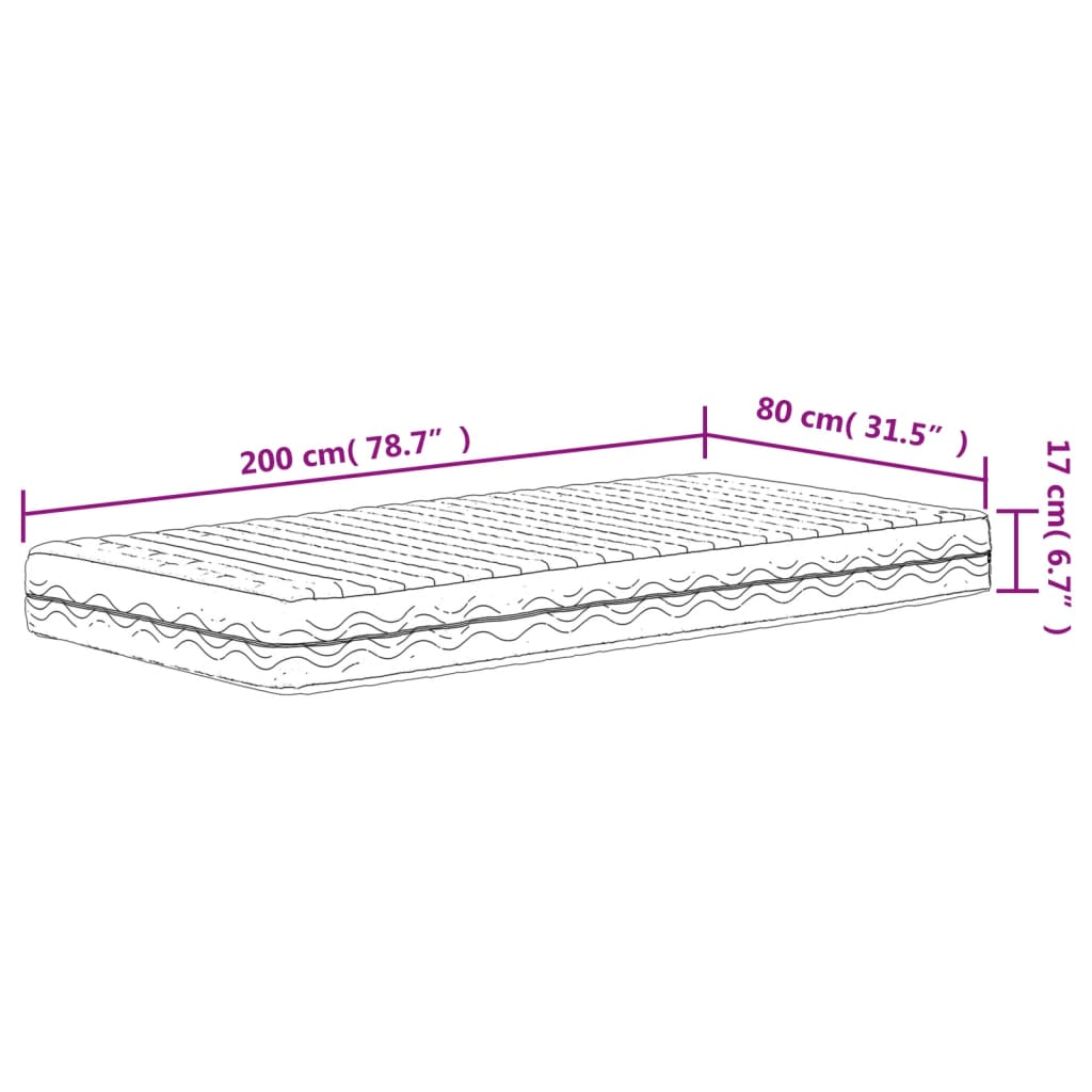 vidaXL Schaumstoffmatratze Weiß 80x200 cm Härtegrad H2 H3