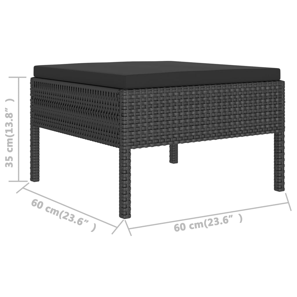 vidaXL 11-tlg. Garten-Lounge-Set mit Auflagen Poly Rattan Schwarz