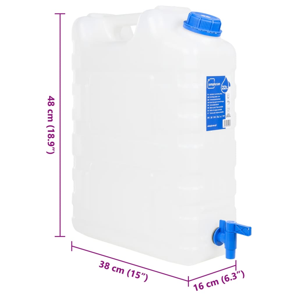 vidaXL Wasserbehälter mit Hahn Transparent 20 L Kunststoff