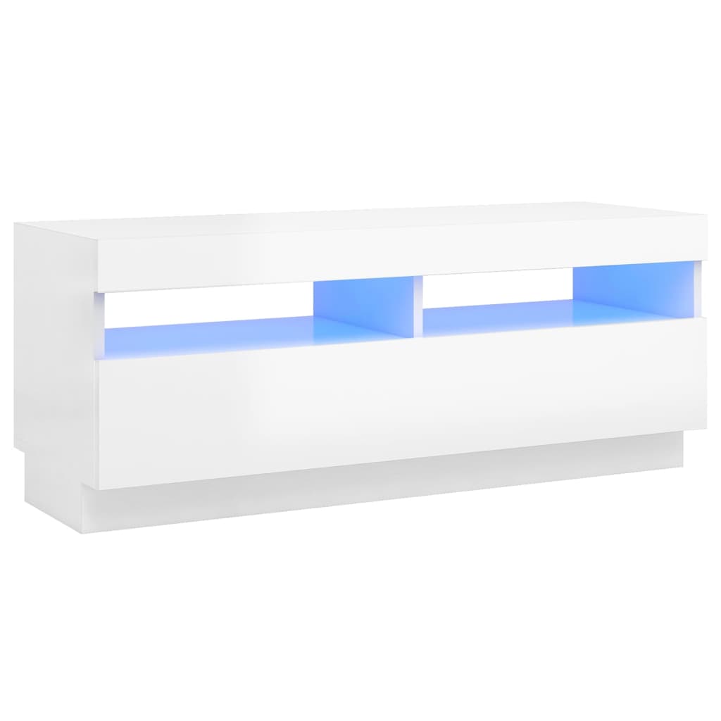 vidaXL TV-Schrank mit LED-Leuchten Hochglanz-Weiß 100x35x40 cm