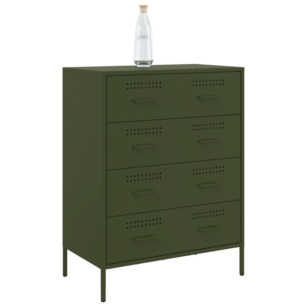 vidaXL Sideboard Olivgrün 68x39x89 cm Stahl