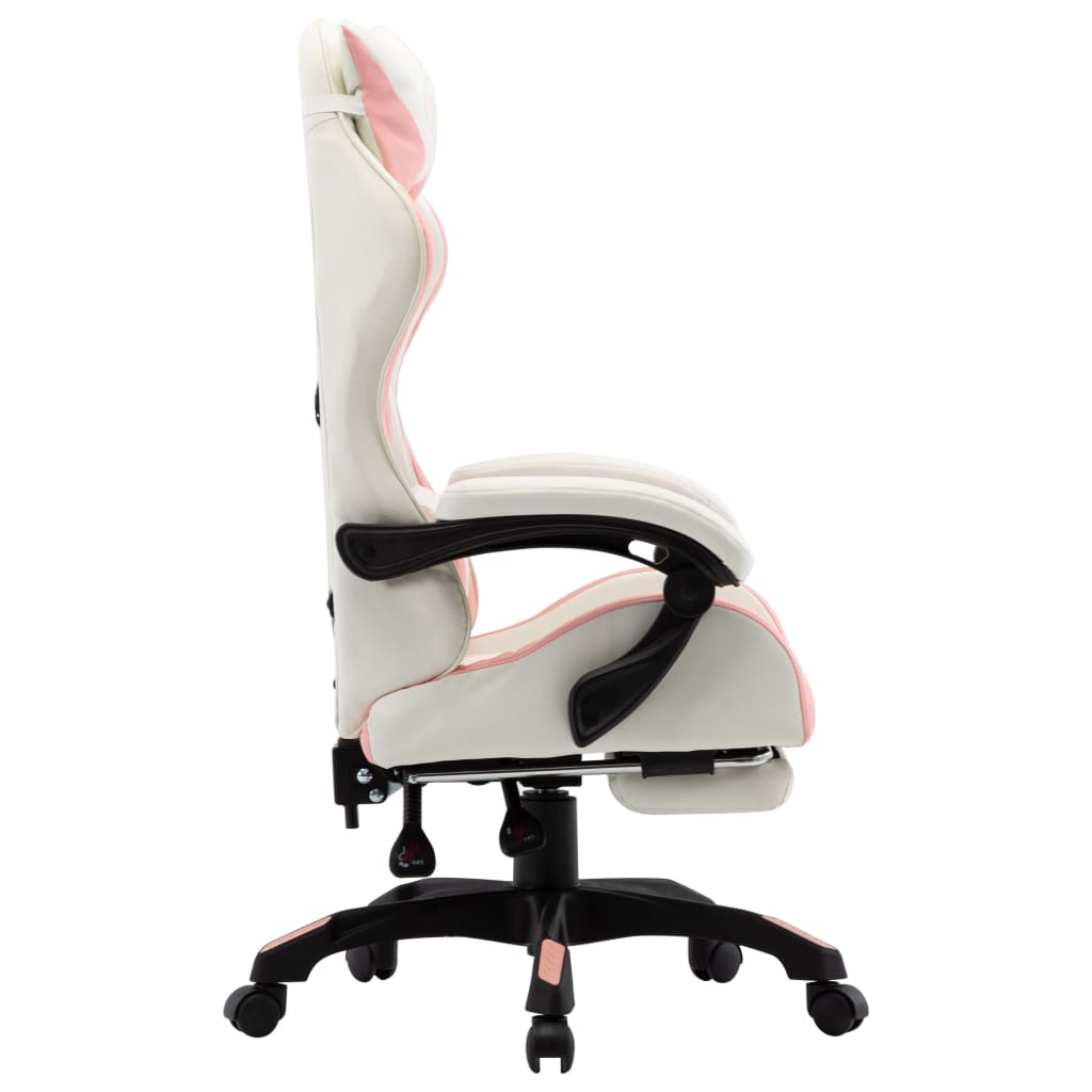 vidaXL Gaming-Stuhl mit Fußstütze Rosa und Weiß Kunstleder