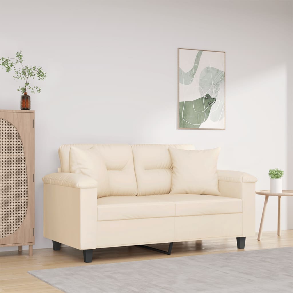 vidaXL 2-Sitzer-Sofa mit Kissen Beige 120 cm Mikrofasergewebe