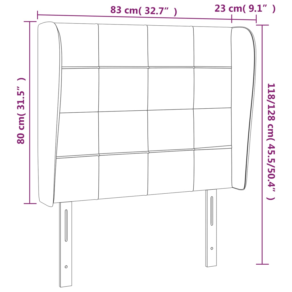 vidaXL Kopfteil mit Ohren Rosa 83x23x118/128 cm Samt