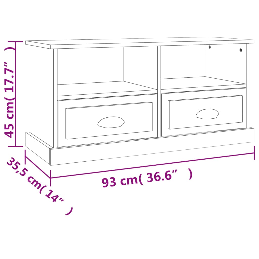 vidaXL TV-Schrank Weiß 93x35,5x45 cm Holzwerkstoff