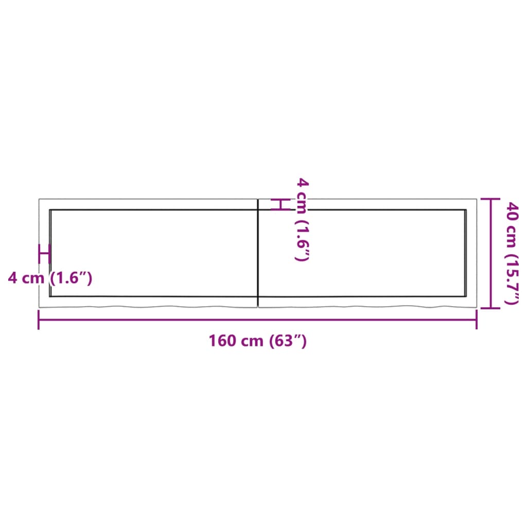 vidaXL Waschtischplatte Dunkelbraun 160x40x(2-4)cm Massivholz