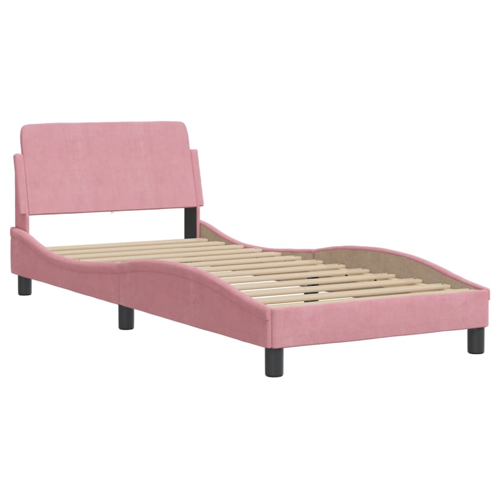 vidaXL Bett mit Matratze Rosa 80x200 cm Samt