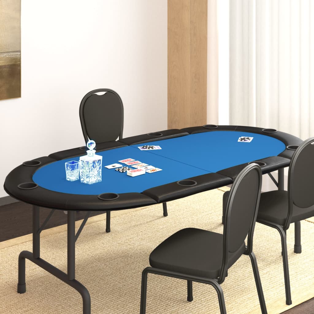 vidaXL Poker-Tischauflage Klappbar 10 Spieler Blau 208x106x3 cm
